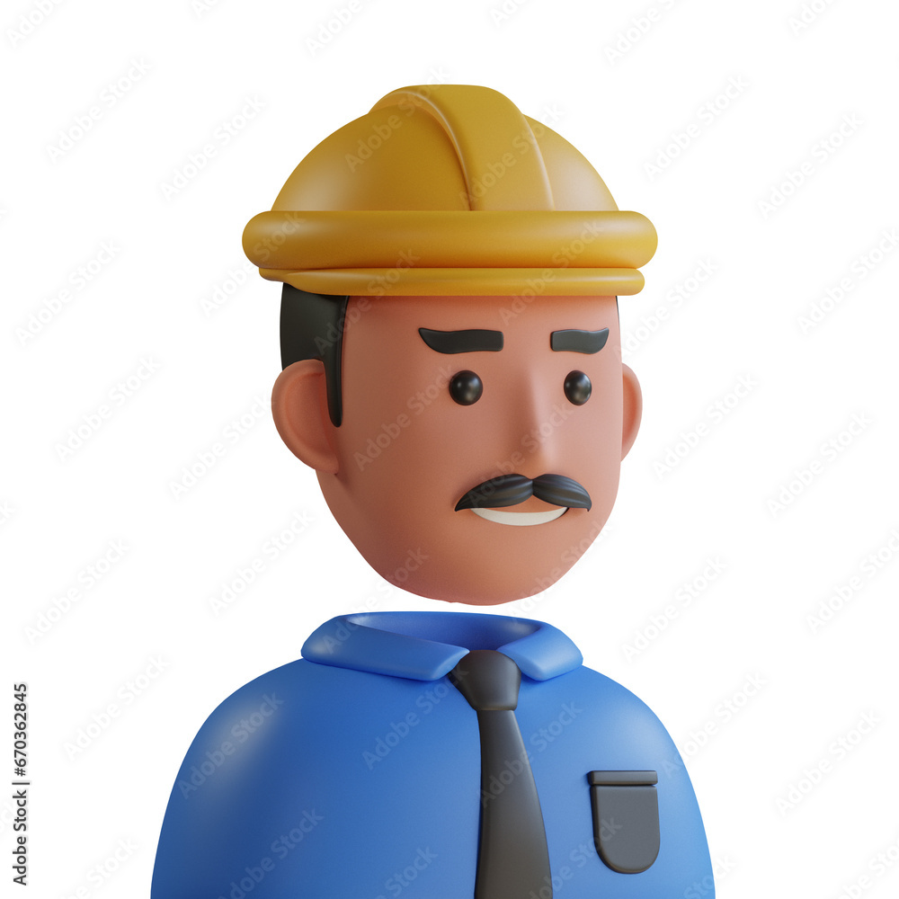 Poster 3d model of foreman avatar. foreman avatar design in 3d. intriguing 3d model of foreman avatar. 3d i