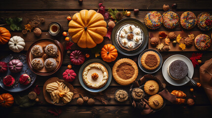 Fall desserts table scene