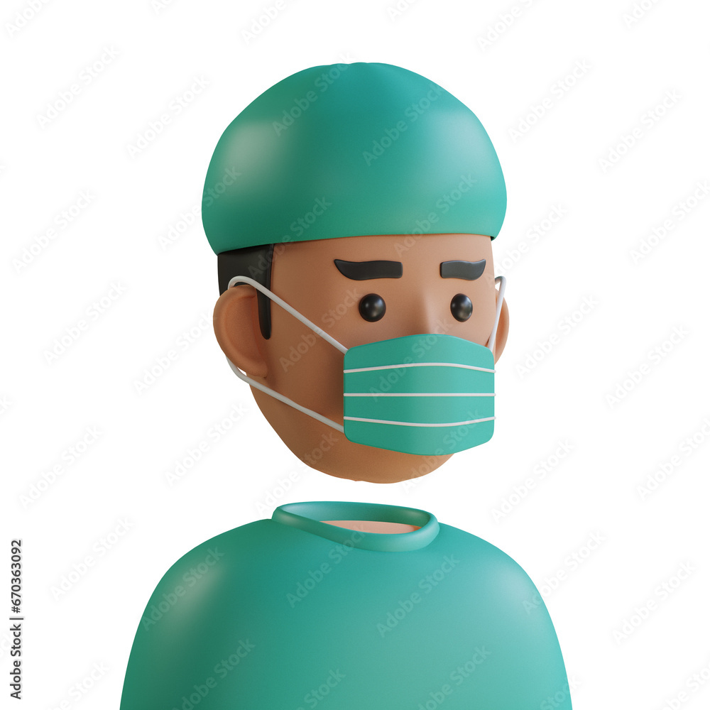 Poster 3d model of surgeon avatar. surgeon avatar design in 3d. intriguing 3d model of surgeon avatar. 3d i