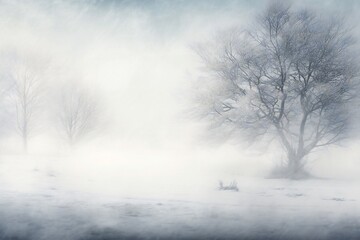 Obraz na płótnie Canvas Soft fog winter snow theme landscape frame background Generative AI