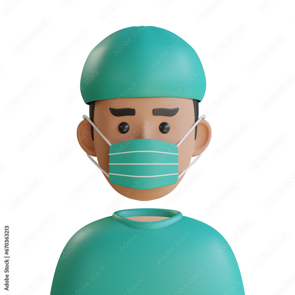 Poster 3d model of surgeon avatar. surgeon avatar design in 3d. intriguing 3d model of surgeon avatar. 3d i