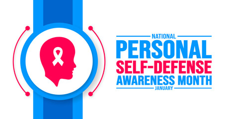 January is National Personal Self-Defense Awareness Month background template. Holiday concept. background, banner, placard, card, and poster design template with text inscription and standard color. 