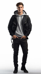 Fototapeta premium Handsome man student posing against solid background