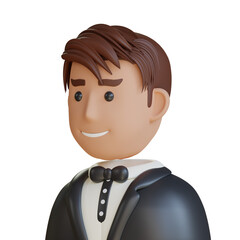 3D Model of Waiter Avatar. Waiter Avatar Design in 3D. Intriguing 3D Model of Waiter Avatar.
3d illustration, 3d element, 3d rendering. 3d visualization isolated on a transparent background
