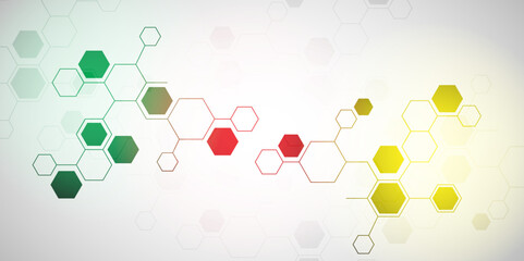 Vector banner design, white background with hexagon pattern	