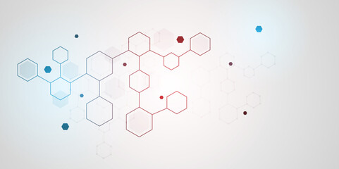 Vector banner design, white background with hexagon pattern	