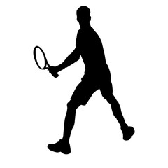 silhouette of a sporty male tennis player