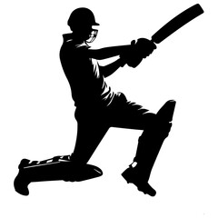 Cricketer vector silhouette illustration