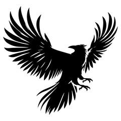 Flying Crow vector silhouette black color illustration