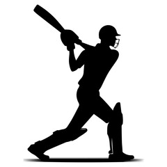 Cricketer vector silhouette illustration
