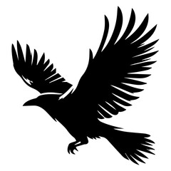 Flying Crow vector silhouette black color illustration