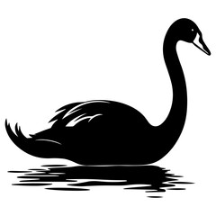 Swan vector silhouette illustration black color