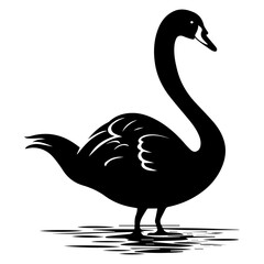 Swan vector silhouette illustration black color