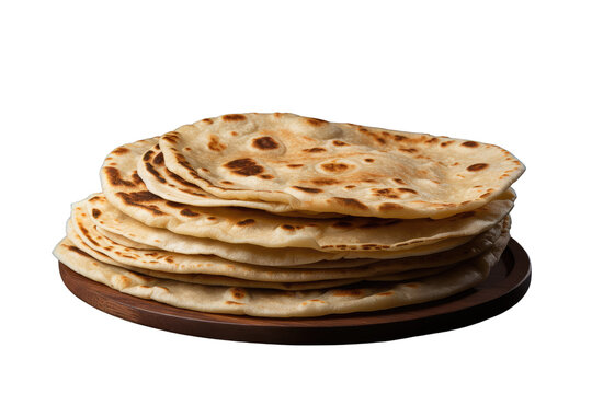 Indian Traditional Cuisine Chapati Also Known as Roti on isolated transparent Background