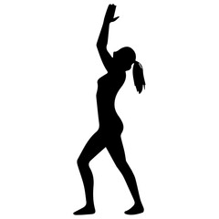 Woman Doing Yoga vector silhouette illustration black color