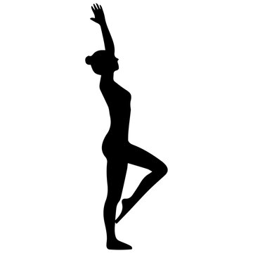 Woman Doing Yoga vector silhouette illustration black color