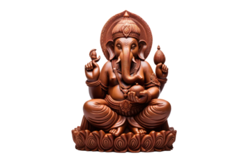 chocolate idol of lord ganesha on an isolated transparent background