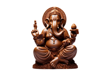 chocolate idol of lord ganesha on an isolated transparent background