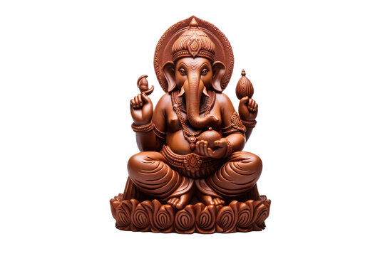 chocolate idol of lord ganesha on an isolated transparent background