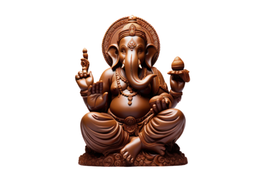 chocolate idol of lord ganesha on an isolated transparent background