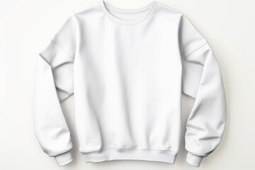 A white sweatshirt with a long sleeve on a white background