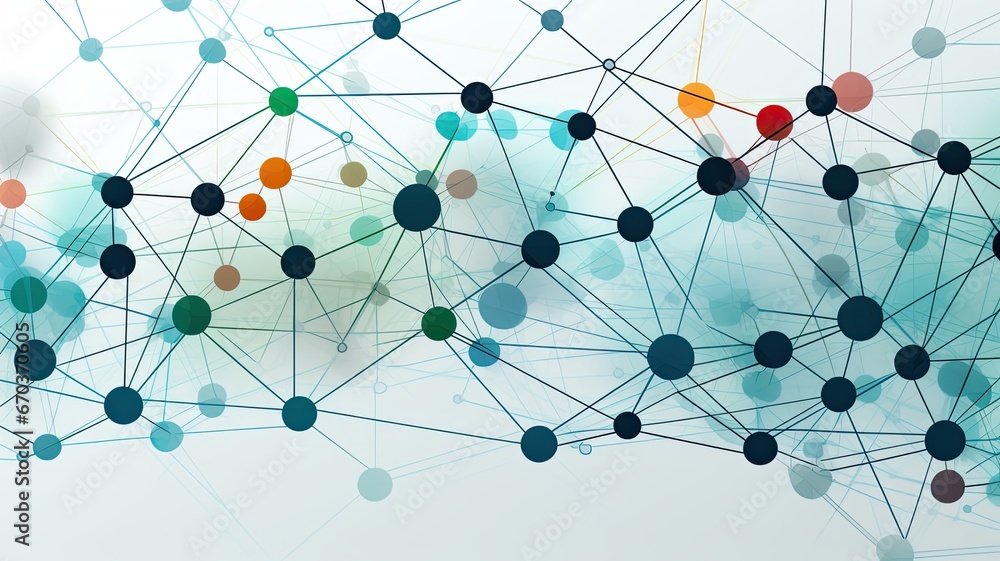 Aufkleber A network with various nodes and connections, highlighting the structure of network topology