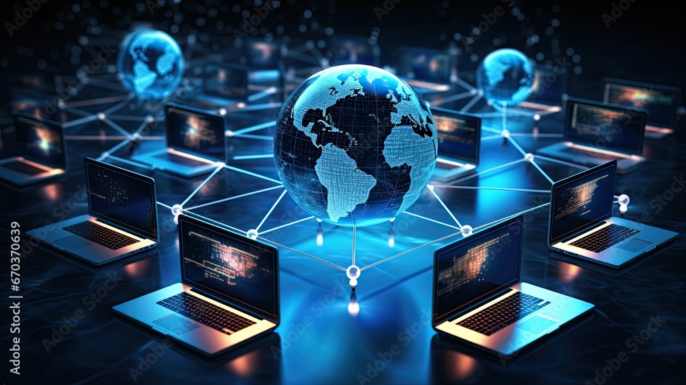 Poster Devices sharing data directly without intermediaries, representing P2P networks