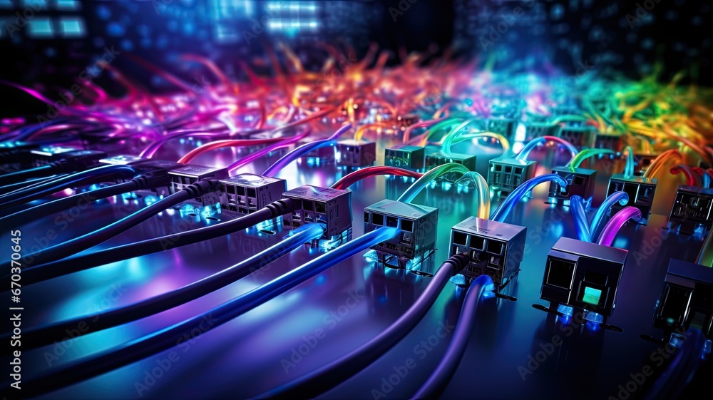 Poster devices connected via physical ethernet cables, showcasing wired network connections