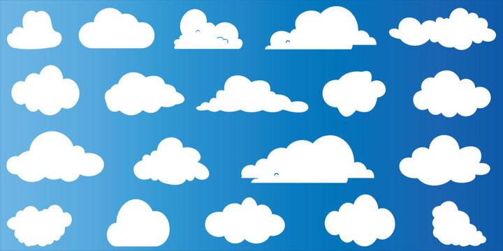  Cloudscape, blue sky with fluffy white clouds vector illustration. Perfect for weather forecast, nature, environment, climate, meteorology. Beautiful, serene, tranquil scene.