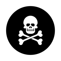 Skull Icon within Glyph Style. Dangerous, Horror. Dead, Scary Symbol.