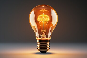 Lightbulb symbol with a discreet 3D filament, emphasizing the concept of illumination and brilliance, Generative AI