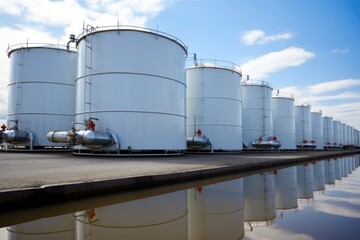 Obraz premium close-up shot of aviation fuel storage tanks