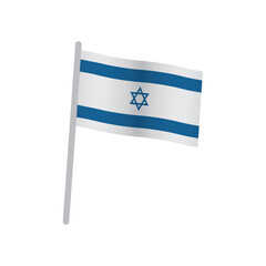 3D Israel flag icon with pole vector