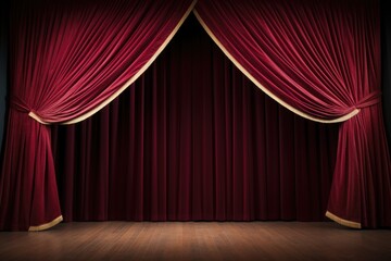 closed curtains of a grand stage