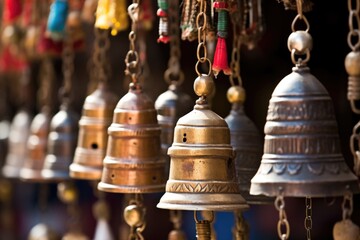 ceremonial bells used in hindu rituals - obrazy, fototapety, plakaty