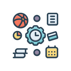 Color illustration icon for time management