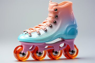 Conceptual roller skate design with a soft, pastel color gradient, representing the artistry and grace in roller skating, Generative AI