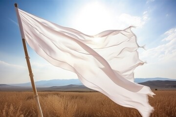 a white flag of surrender waving on a battlefield