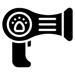 Vector Icon Hairdryer, Hairdressing, Grooming, Electronics, Paw Print, Curly
