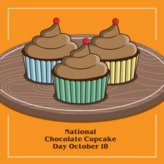 National Chocolate Cupcake day October 18, Vector design 