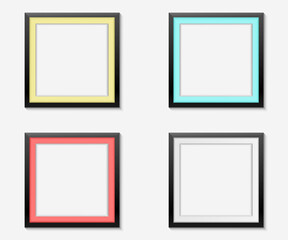 Set of vector color frame design. design isolated black frame with color line