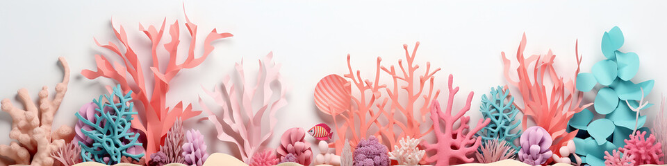 coral reef sculpture cut out of paper. - obrazy, fototapety, plakaty