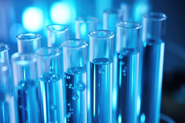 Close up view of bunch of glass tubes. This image can be used to represent scientific experiments, laboratory equipment, or chemistry concepts.