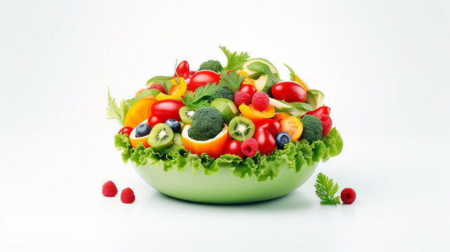 a row of vegetables and fruits collage isolated on a white background.