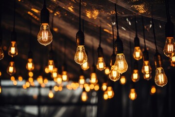 light bulbs hanging on a party venue