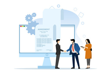 agreement concept, collaboration business, contract entrepreneur, business deal, collaboration agreement or document, successful contract or negotiation, start-up, flat vector illustration.