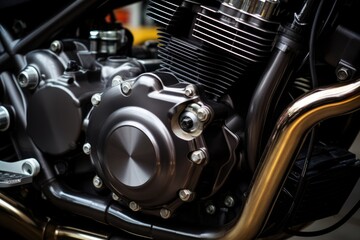 a close shot of a super sports bike engine