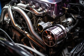 Fototapeta na wymiar a detailed look at a race cars engine