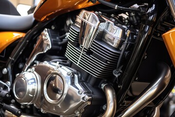 a close shot of a super sports bike engine