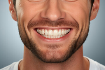 Fototapeta premium Close up of man with toothbrush in his mouth. Perfect for dental hygiene concepts and oral care advertisements.